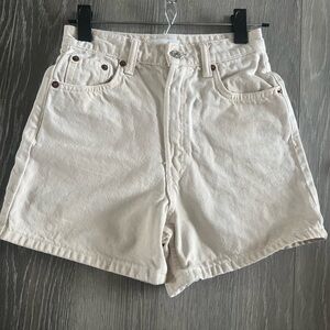 Zara Cream Jean Shorts